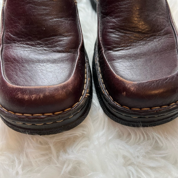 Born Womens Loafers Shoes Brown Leather Slip On Low Heel Moc Toe Stitching 6.5 - Picture 10 of 10
